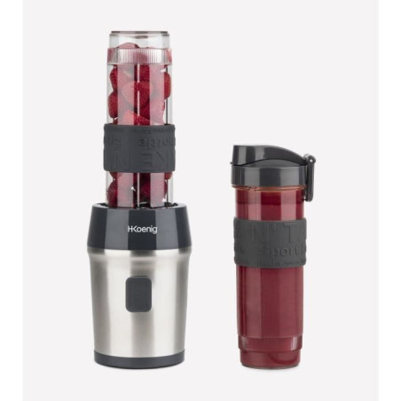 Mini blender - H.KoeNIG - SMOO9 - 300 W - 570 ml - Noir - 2 gourdes incluses - Sans BPA