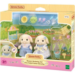 Poupée - SYLVANIAN FAMILIES - Le frere et la soeur Lapin Bélier - Jardinage - Articul