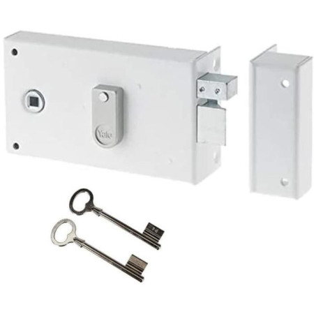 Serrure en applique horizontale a fouillot - YALE - YAH37D - Blanc - 2 clés fournies