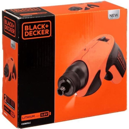 Tournevis électrique - BLACK+DECKER - CS3651LC-QW - 3,6V - LED - avec 2 embouts de vissage