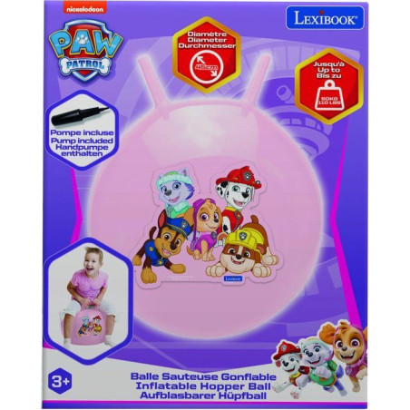 Balle sauteuse Gonflable - Lexibook - Pat'Patrouille - Pompe Manuelle Incluse - Plastique sécurisé et résistant - Rose