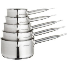 ARTHUR MARTIN Set de de 5 Casseroles - Acier inoxydable - Intérieur satiné avec gradu ARTHUR MARTIN Set de de 5 Casseroles - Acier inoxydable - Intérieur satiné avec gradu