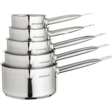 ARTHUR MARTIN Set de de 5 Casseroles - Acier inoxydable - Intérieur satiné avec gradu