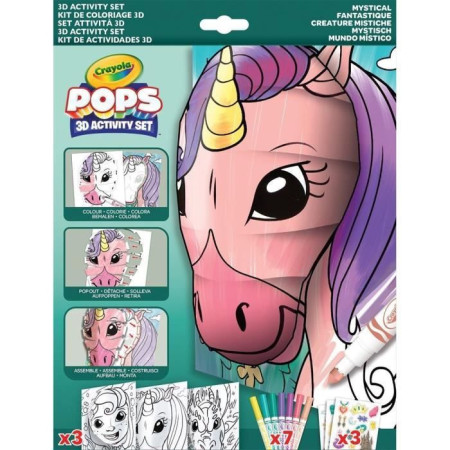 CRAYOLA POPS - Kit d'activités 3D, pour colorier et créer des dessins en 3D, Activité Créative et Cadeau pour Enfants, sujet Bébés animaux, à partir de 6 ans, 04-2804