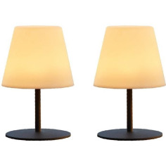 Pack de 2 Lampes de table sans fil - LUMISKY - TWINS - H16 cm - Pied en acier gris -