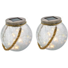 Lot de 2 boules solaires - LUMISKY - CRACK BALL CORD - H13 cm - Verre craquelé a pose Lot de 2 boules solaires - LUMISKY - CRACK BALL CORD - H13 cm - Verre craquelé a pose