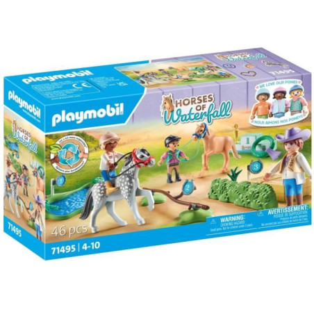 PLAYMOBIL 71495 Cavaliers poneys et saut d'obstacles, Horses of Waterfall, 46 pieces, Des 4 ans
