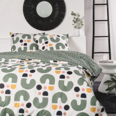 Parure de lit - TODAY - Sunshine - 2 personnes - 240x220cm - Coton - Vert - Autres motifs