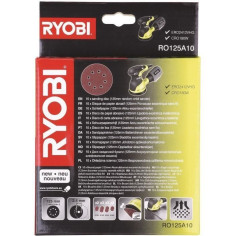 Disques pour ponceuse excentrique RYOBI - Lot de 10 - Diametre 125mm - Grain 100/120/240/320 Disques pour ponceuse excentrique RYOBI - Lot de 10 - Diametre 125mm - Grain 100/120/240/320