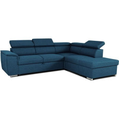 Canapé d'angle convertible réversible avec coffre - 5 places - DAYTONA - Tissu bleu -