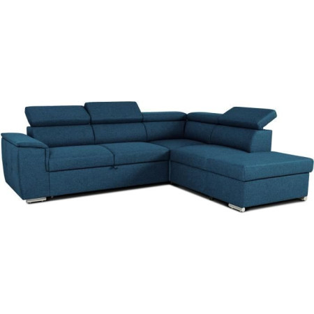 Canapé d'angle convertible réversible avec coffre - 5 places - DAYTONA - Tissu bleu -