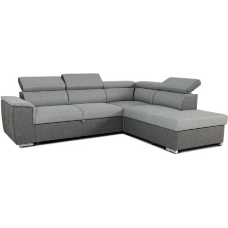 Canapé d'angle convertible réversible avec coffre - 5 places - DAYTONA - Tissu gris e