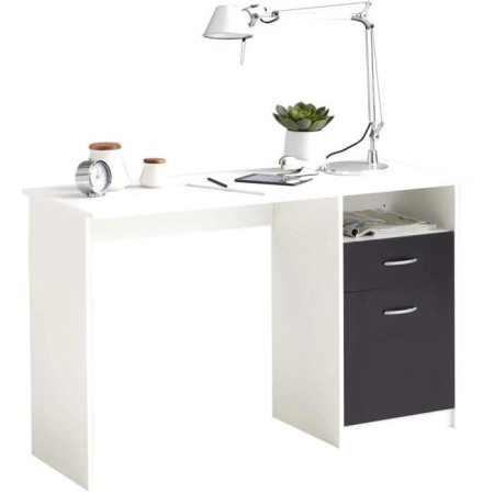Bureau JACKSON - Décor blanc P/noir - L123 x H76