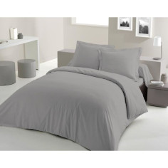 PARURE DE COUETTE LOVELY HOME - 240x260 cm - 100% COTON - GRIS CLAIR PARURE DE COUETTE LOVELY HOME - 240x260 cm - 100% COTON - GRIS CLAIR