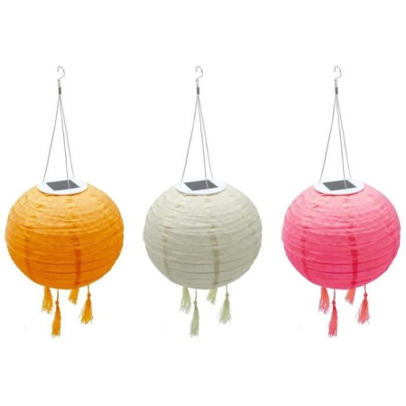 Lot de 3 lampions solaires - LUMISKY - SHANGRI LA - H20 cm - Rose