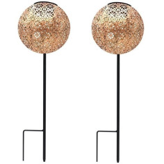 Lot de 2 balises solaires a planter - LUMISKY - AGADIR - H45 cm - Style oriental - LED blanc chaud Lot de 2 balises solaires a planter - LUMISKY - AGADIR - H45 cm - Style oriental - LED blanc chaud