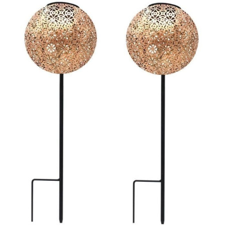 Lot de 2 balises solaires a planter - LUMISKY - AGADIR - H45 cm - Style oriental - LED blanc chaud