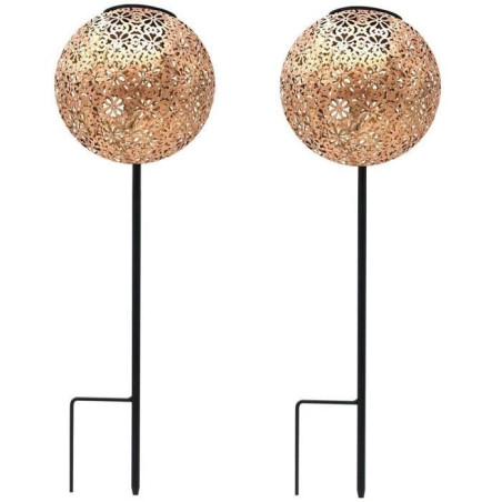 Lot de 2 balises solaires a planter - LUMISKY - AGADIR - H45 cm - Style oriental - LED blanc chaud