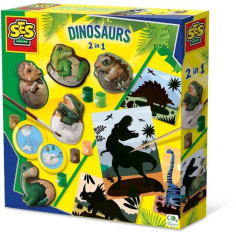 Dinosaures 2 en 1 - Moulage et peinture et scratch - Loisirs créatifs - SES CREATIVE