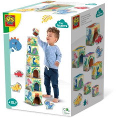 Tour de blocs a empiler avec figurines de dinosaures - Jeu d'adresse - SES CREATIVE - Tour de blocs a empiler avec figurines de dinosaures - Jeu d'adresse - SES CREATIVE -