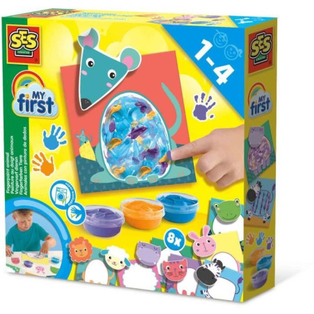 Kit peinture au doigt - SES CREATIVE - My First - Animaux - Arts créatif pour bébé - 10 pages - Peinture lavable - 1+