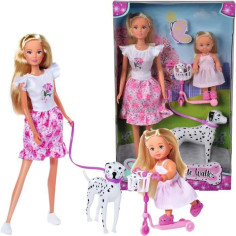 Steffi Love poupée dalmatien + Evi Love - 2 poupées 29 et 12 cm - 2 Figurines Dalmati