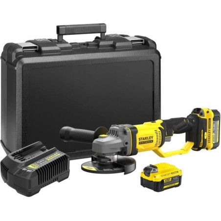 Meuleuse sans fil - 18V - STANLEY FATMAX V20 - SFMCG400M2K-QW - 125mm - 2 batteries 4 Ah + chargeur 2 A