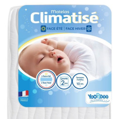 Yoopidoo - Matelas Bébé Climatisé - 60x120 cm - 1 face Été fraîche / 1 face Hiver oua Yoopidoo - Matelas Bébé Climatisé - 60x120 cm - 1 face Été fraîche / 1 face Hiver oua