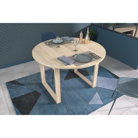 Table a manger extensible - BETTY - Ronde - Décor chene - 4 / 6 personnes - 120 / 155