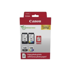 Pack de 2 cartouches d'encre + pack papiers photo - CANON - PG-545 Noir + CL-546 Couleur Pack de 2 cartouches d'encre + pack papiers photo - CANON - PG-545 Noir + CL-546 Couleur