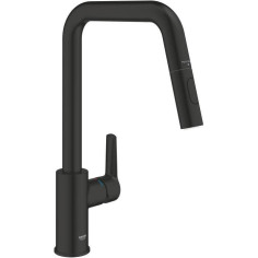 Robinet de cuisine - Mitigeur monocommande évier - Noir Mat - Bec haut en U - Douchet Robinet de cuisine - Mitigeur monocommande évier - Noir Mat - Bec haut en U - Douchet