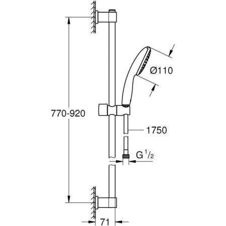  barre 90cm et flexible - GROHE Vitalio Start 1