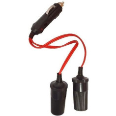 Double prise allume-cigare 12/24V - HTC EQUIPEMENT - Avec led 10A et Cable rouge 20cm Double prise allume-cigare 12/24V - HTC EQUIPEMENT - Avec led 10A et Cable rouge 20cm