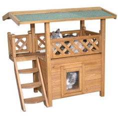 Maisonnette pour chat - KERBL - Lodge - Bois - Marron / Vert - 77 x 50 x 73 cm Maisonnette pour chat - KERBL - Lodge - Bois - Marron / Vert - 77 x 50 x 73 cm