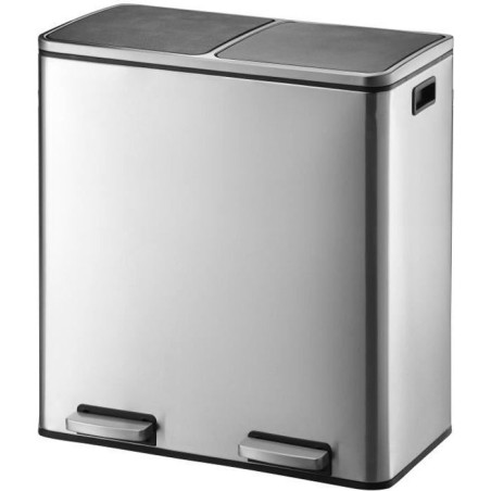 Poubelle de Cuisine a Pédale Tri Sélectif - MAJOR - 60 L (30 + 30) - Acier - Kitchen Move