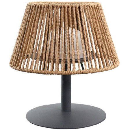 Lampe de table sans fil - LUMISKY - STANDY MINI RAFFY - H22 cm - Raphia naturel - LED