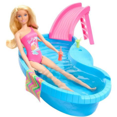 Barbie-Poupée et accessoires-Coffret poupée blonde avec piscine de reve HRJ74 Barbie-Poupée et accessoires-Coffret poupée blonde avec piscine de reve HRJ74