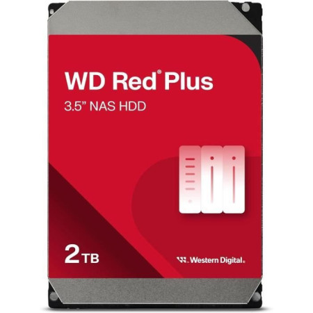 Disque dur Interne - WESTERN DIGITAL - Red Plus - 2To - 3.5 - Dédié NAS - 5400 RPM Cl