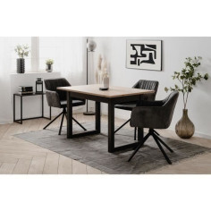 Table extensible Denver 80B - 120-160 x 75 x 80 cm - Décor chene artisan / anthracite