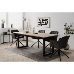 Table extensible Denver 80C - 200-240 x 75 x 90 cm - Chene artisan / anthracite - 1 e