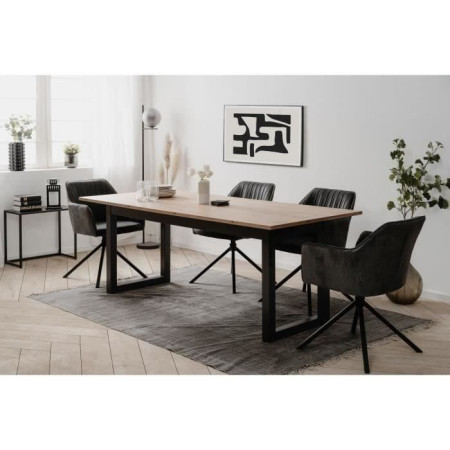 Table extensible Denver 80C - 200-240 x 75 x 90 cm - Chene artisan / anthracite - 1 e