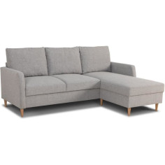 Canapé d'angle fixe 3 places CHIPY - Tissu gris souris - Réversible - L 192 x P 137 x