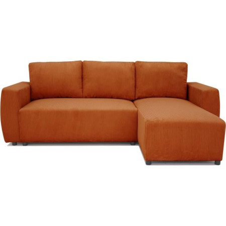 Canapé d'angle convertible 3 a 4 places PHARELL - Tissu velours cotelé terracotta - R