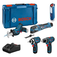 KIT 5 OUTILS Bosch Professional : GSR 12V15 + GOP 12V28 + GDR 12V105 + GSA 12V14 + GL