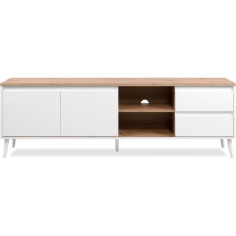 Meuble TV Linz 56A - Décor blanc / chene artisan - Panneaux de particules - 186 x 59 x 36 cm Meuble TV Linz 56A - Décor blanc / chene artisan - Panneaux de particules - 186 x 59 x 36 cm