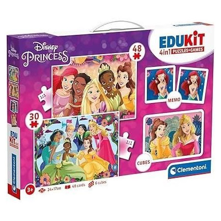 Clementoni - Edukit - Disney Princesses - Coffret apprentissage 4 en 1 - 2 puzzles