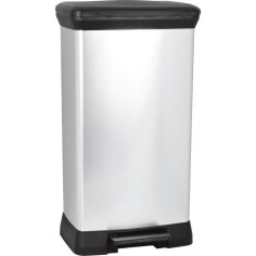 CURVER Poubelle a pédale - 50 litres - Aspect métal - Plastique recyclé CURVER Poubelle a pédale - 50 litres - Aspect métal - Plastique recyclé