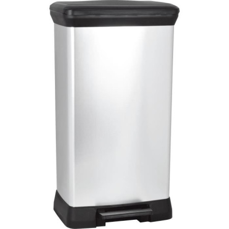 CURVER Poubelle a pédale - 50 litres - Aspect métal - Plastique recyclé