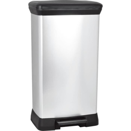 Poubelle a Pédale - 50 L - Aspect Métal - Curver