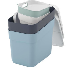 Lot de 4 Poubelles - READY TO COLLECT - CURVER - 5 L + 10 L + 2 x 20 L - Blanc/Vert/Bleu/Gris Lot de 4 Poubelles - READY TO COLLECT - CURVER - 5 L + 10 L + 2 x 20 L - Blanc/Vert/Bleu/Gris